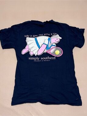 Simply Southern Navy Graphic Tee with White Label